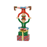 Decoris Polyresin Elfs Standing on Giftbox 122cm